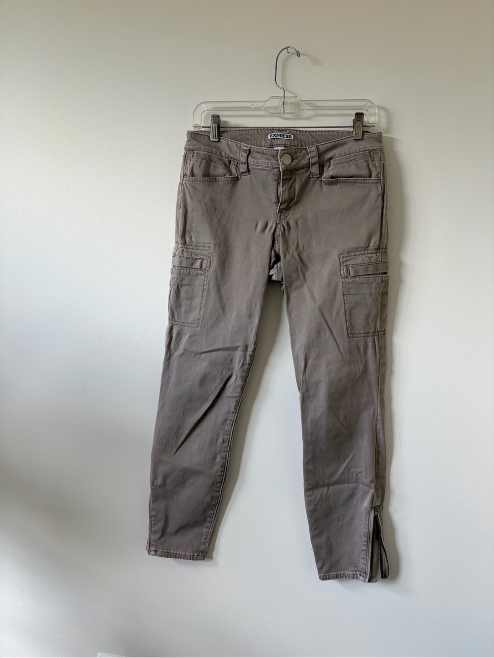 Express Taupe Slim Cargo Ankle Pants